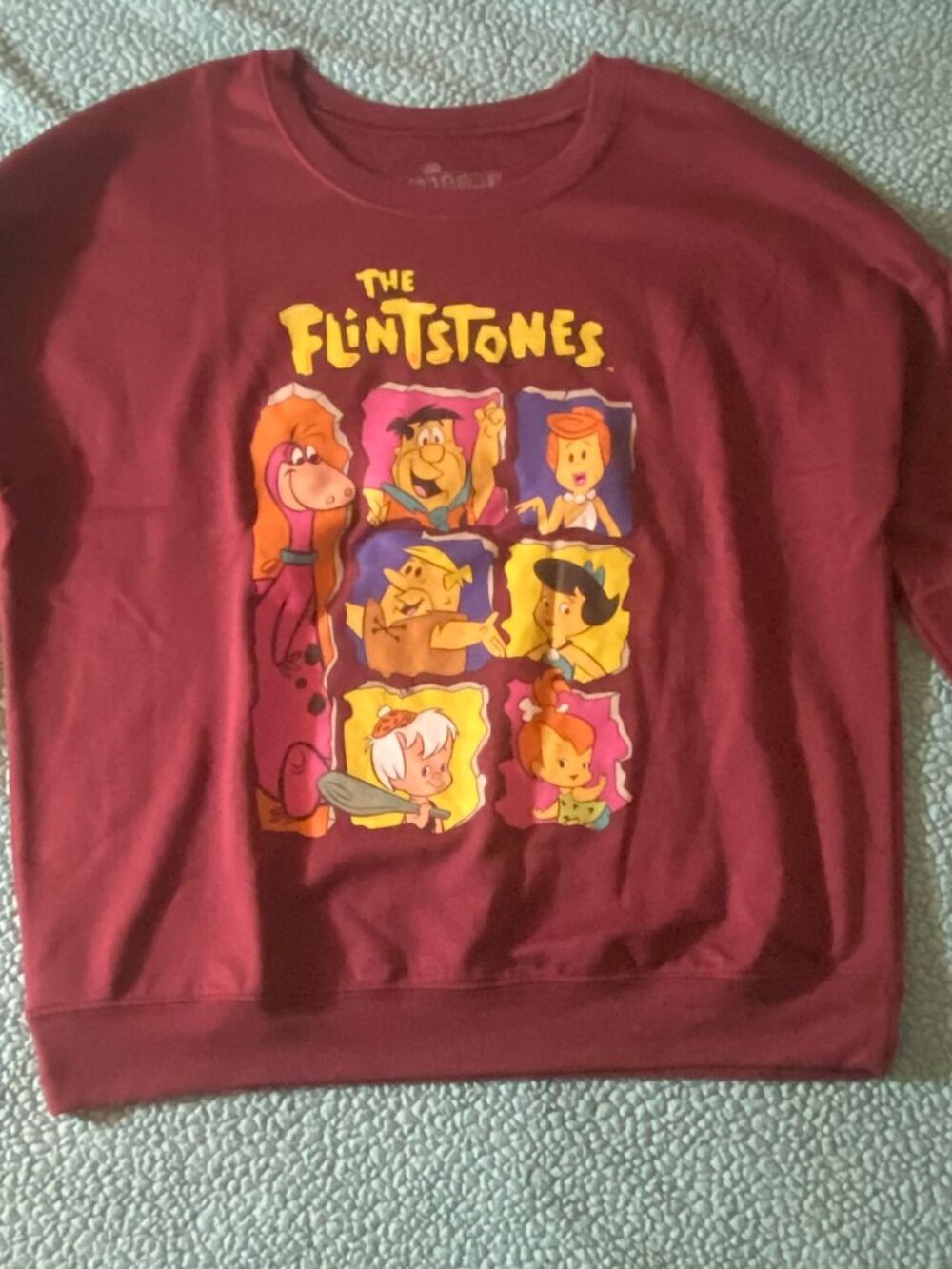 The Flintstones Medium Burgundy Maroon Sweatshirt Unisex